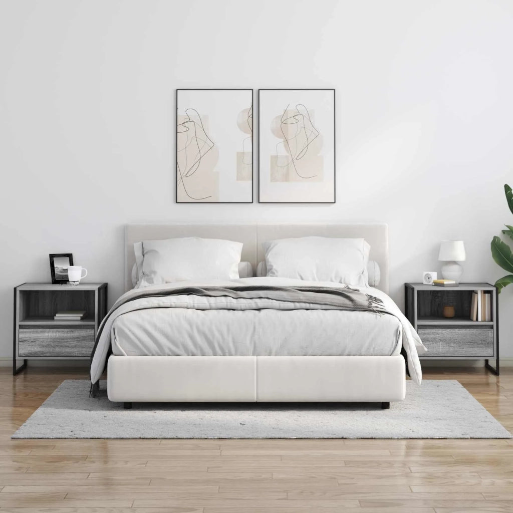 Comodino con cassetto 2 pcs Grigio Sonoma 50 x 39,5 x 50 cm