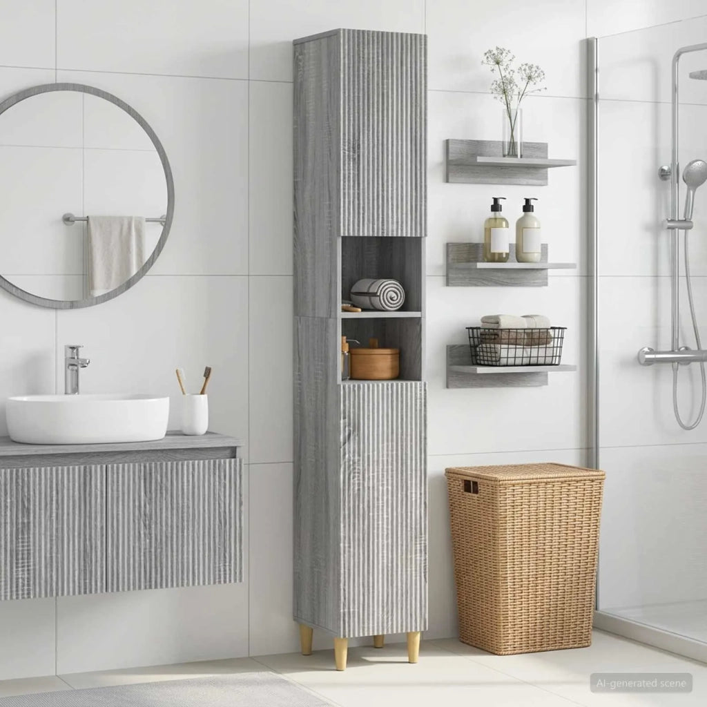 Armadio da Bagno con Ripiano Aperto ARNHEM Sonoma grigio 896601