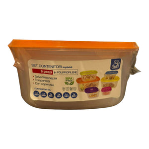 SET 6 CONTENITORI PER ALIMENTI IMPILABILI