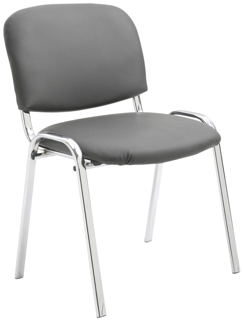 Sedia ospite impilabile KEN in similpelle grigio
