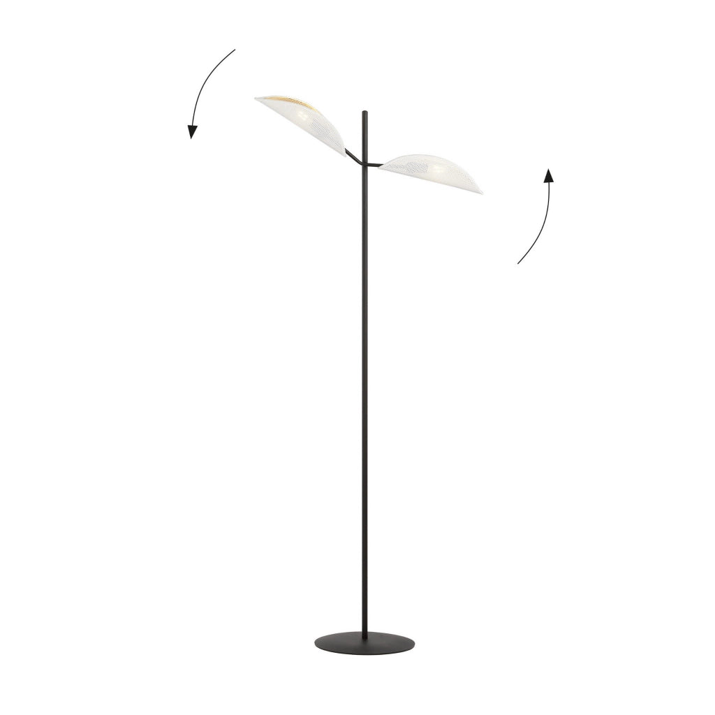 Lampada da terra Emibig VENE 2xE14 metallo rattan nero bianco