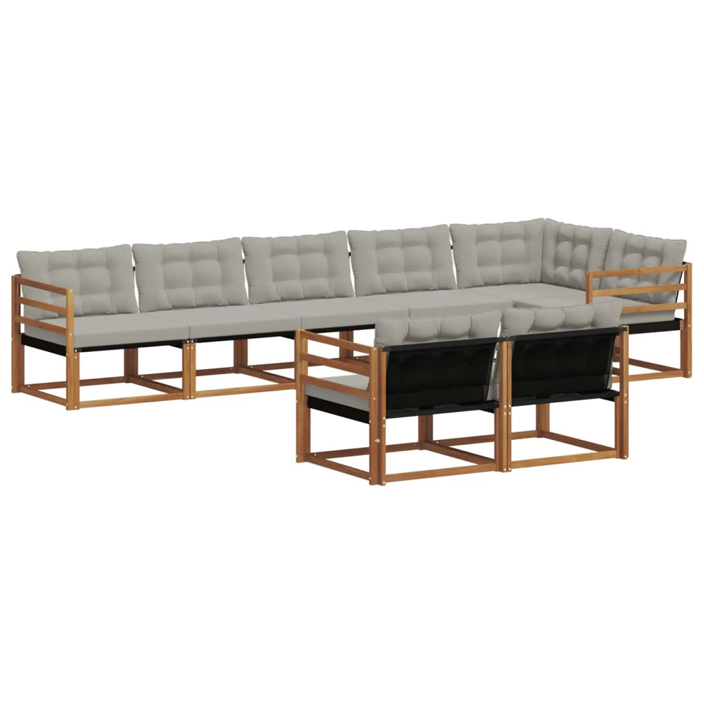 Set di divani da esterno 8 pcs Grigio Naturale e Chiaro