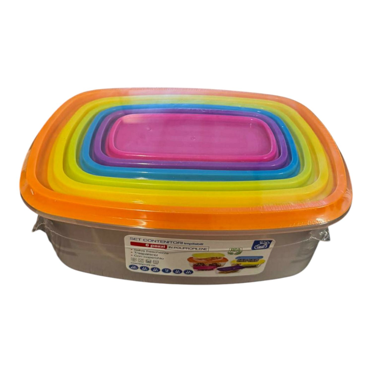SET 6 CONTENITORI PER ALIMENTI IMPILABILI