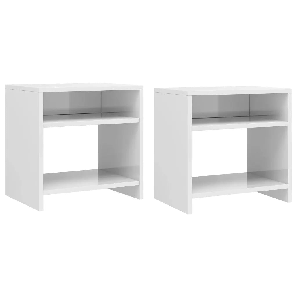 Comodini Lucidi Bianchi 2pz 40x30x40 cm in Truciolato  cod mxl 49453