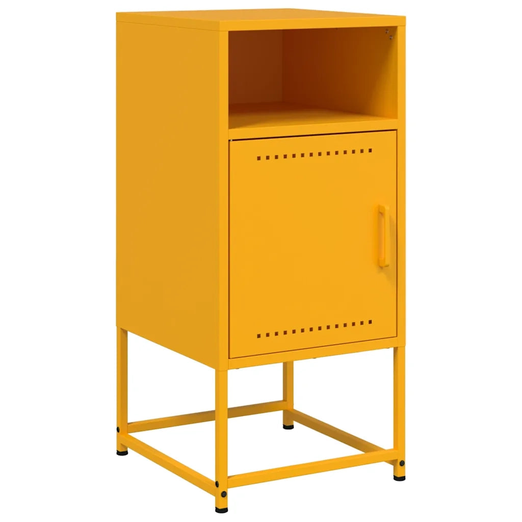 Comodini 2 pz-Set di 2 Tavolino da notte Giallo Senape 36x39x78 cm in Acciaio 303515