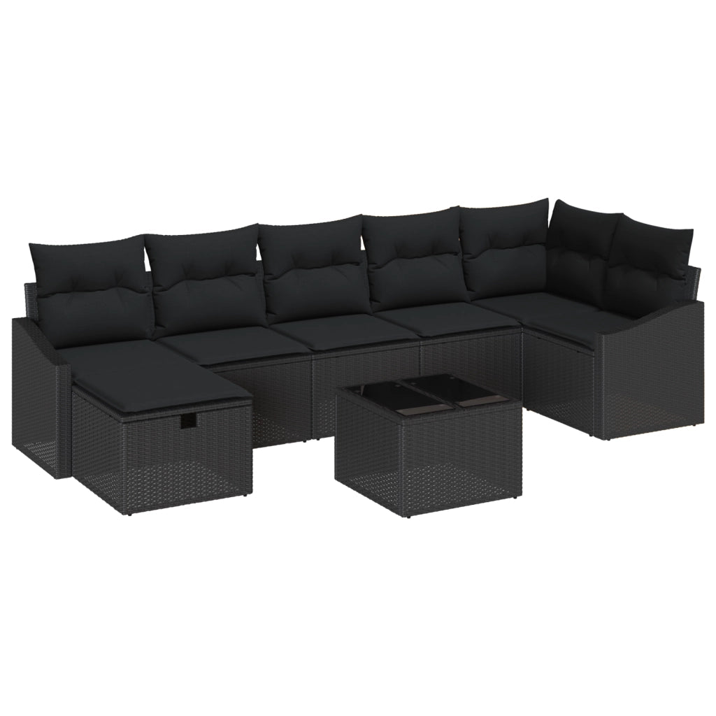 Set Divani Giardino 8 Pezzi Cuscini Nero Polyrattan