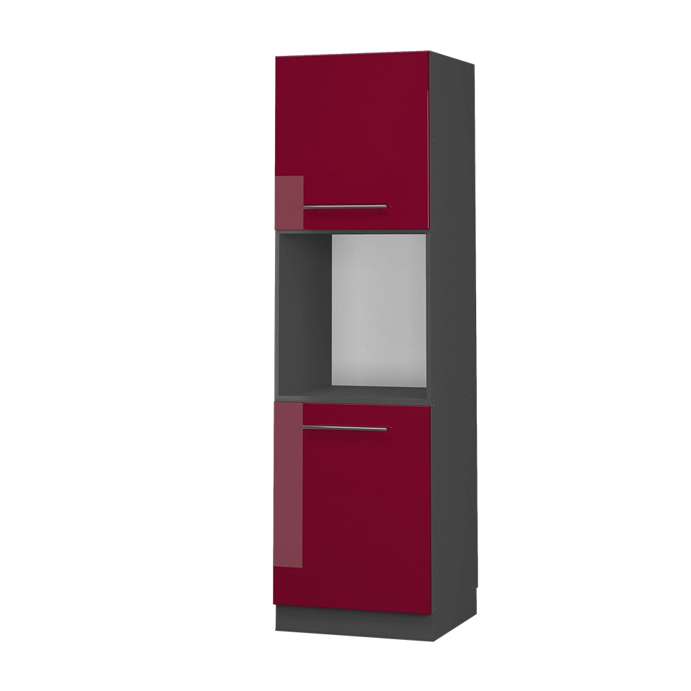 Mobile per forno da incasso Fame-Line Bordeaux lucido/Antracite 60 cm aperto Vicco