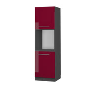 Mobile per forno da incasso Fame-Line Bordeaux lucido/Antracite 60 cm aperto Vicco