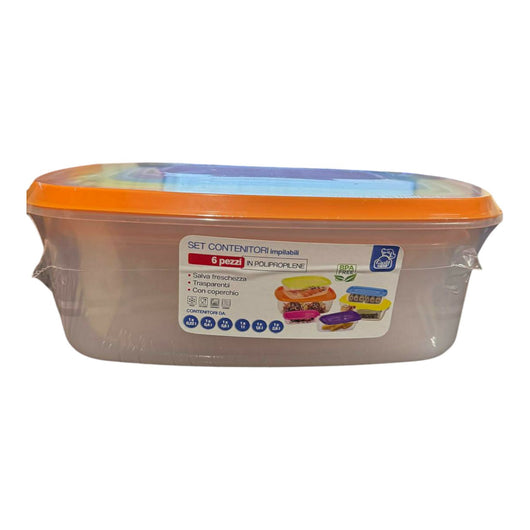 SET 6 CONTENITORI PER ALIMENTI IMPILABILI