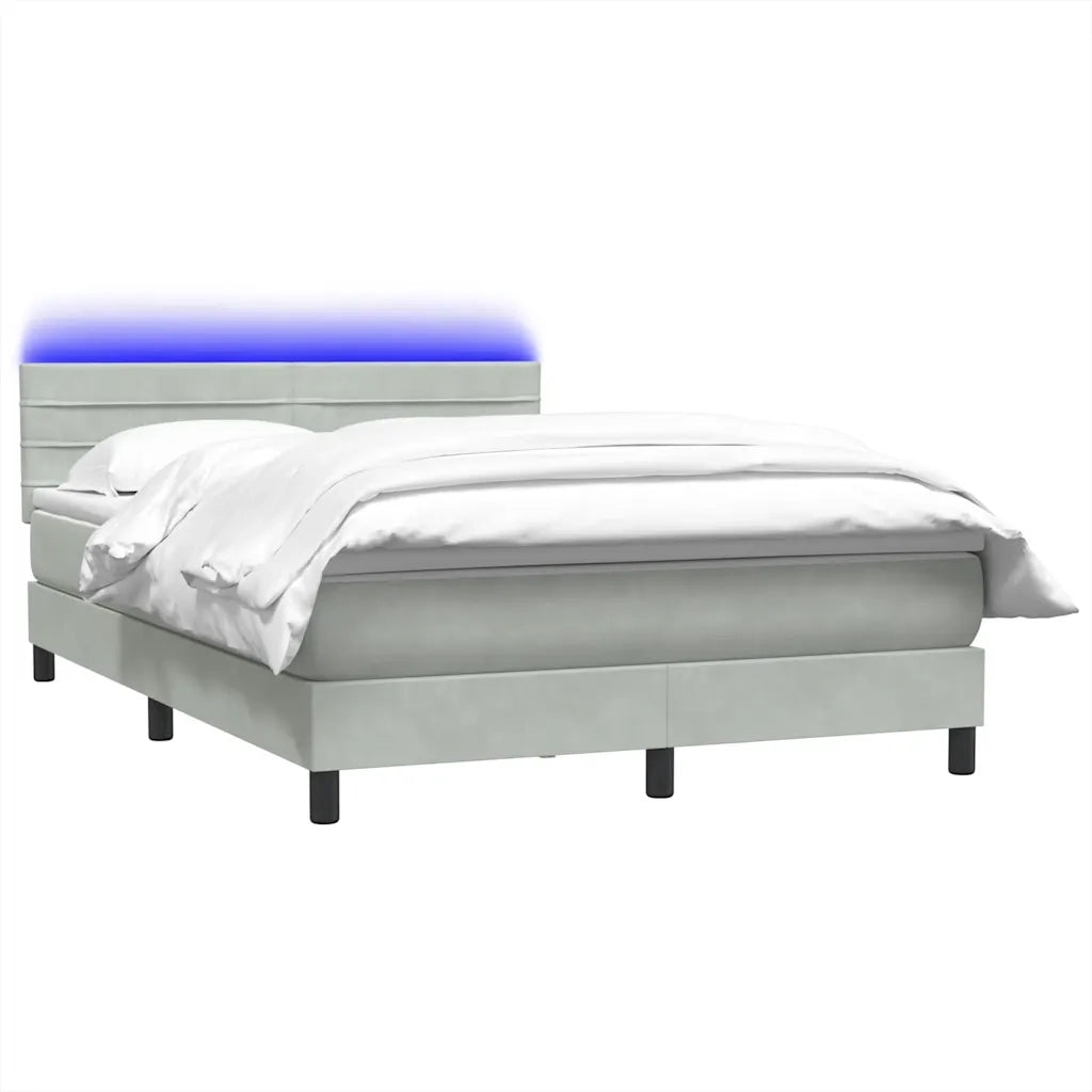 vidaXL Giroletto a Molle con Materasso Grigio Chiaro 160x220cm Velluto