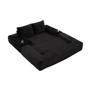Divano letto 2 posti - con tasche laterali e portabicchieri - in corduroy nero