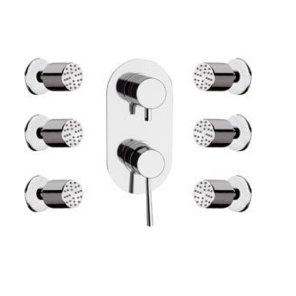 Set doccia composto da soffione minimale, saliscendi e miscelatore - serie minimal