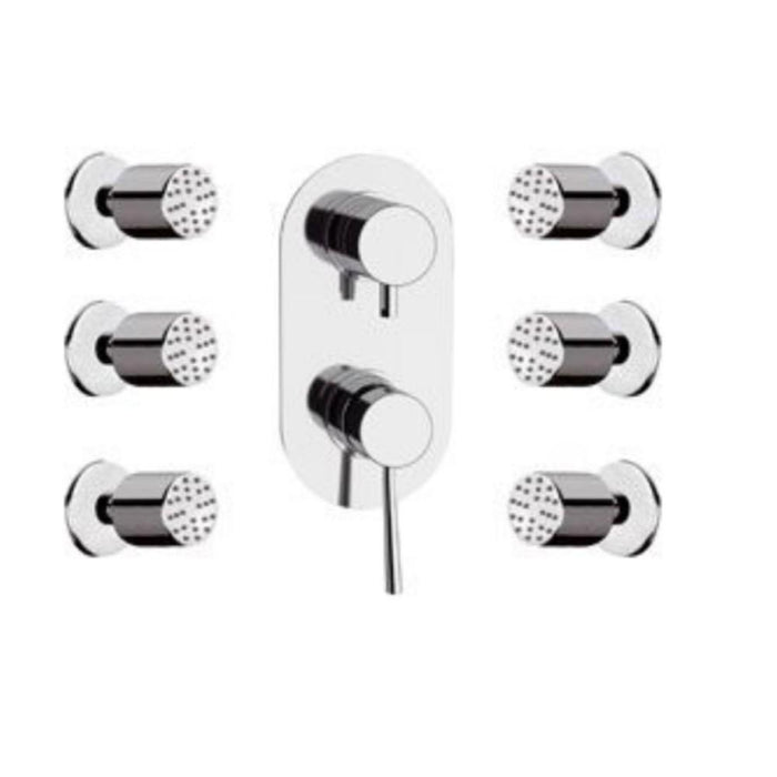 Set doccia composto da soffione minimale, saliscendi e miscelatore - serie minimal