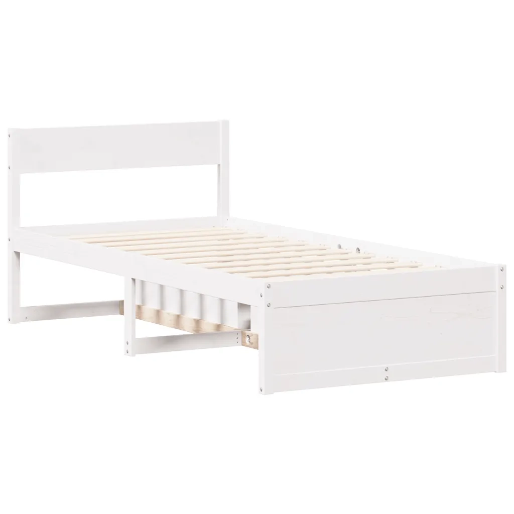 Giroletto senza Materasso Bianco 100x200 cm Legno Massello Pino 3307129
