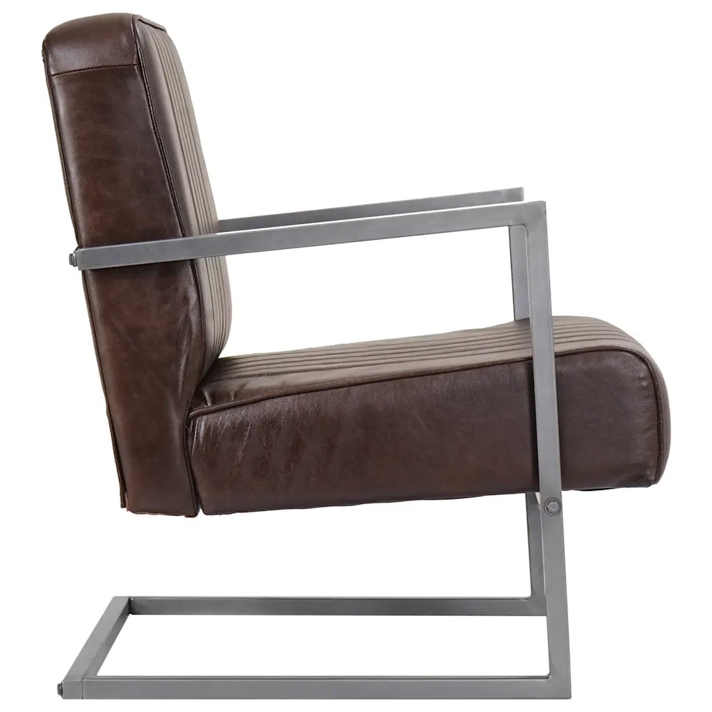Poltrona a Sbalzo Marrone Anticato in Vera Pelle 321857