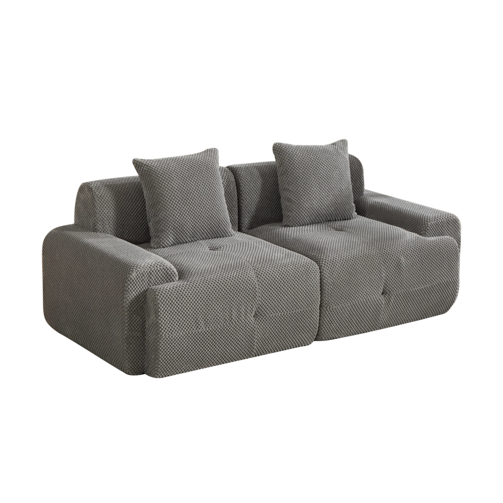 Divano Modulare in Tessuto Chenille ¨C MINIMAL ¨C Grigio, Morbido, Antimacchia
