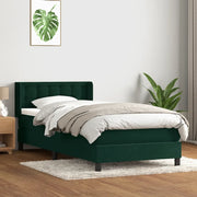 vidaXL Giroletto a Molle con Materasso Verde Scuro 80x220 cm Velluto