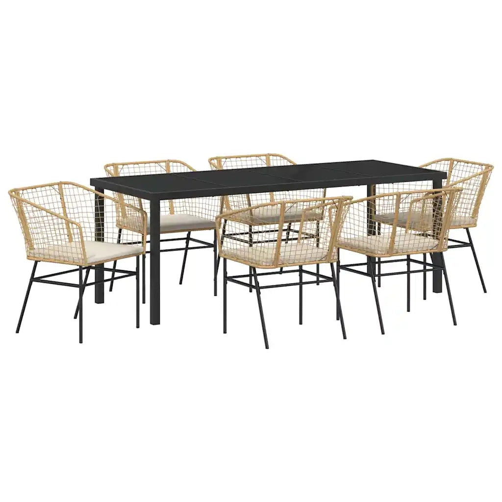 Set da Pranzo per Giardino 7 pcs Marrone polyrattan 3380916