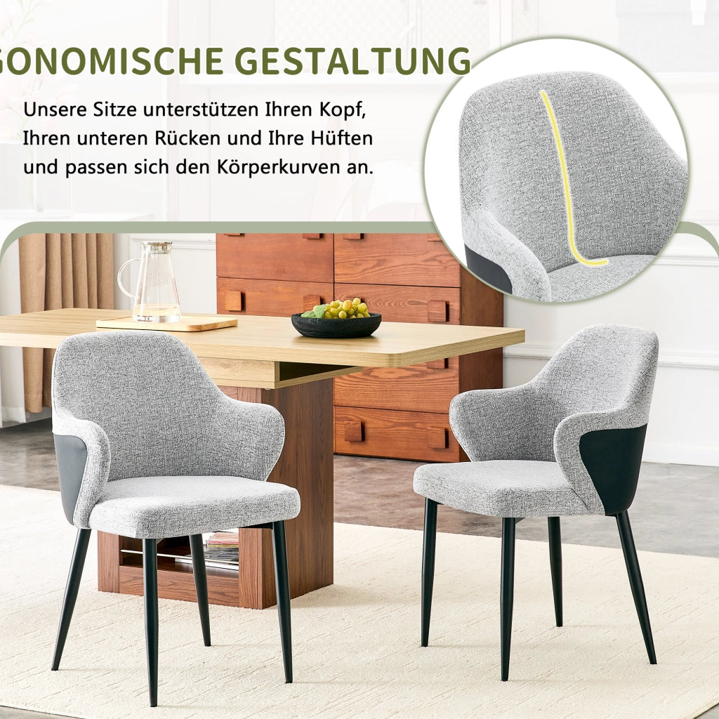 SEDIA da pranzo Set da 2 pezzi 83 cm Tessuto grigio e nero