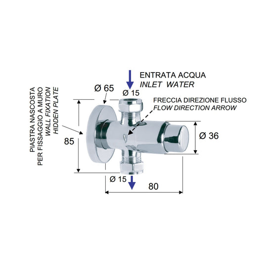 Rubinetto temporizzzato a pulsante per doccia esterno
