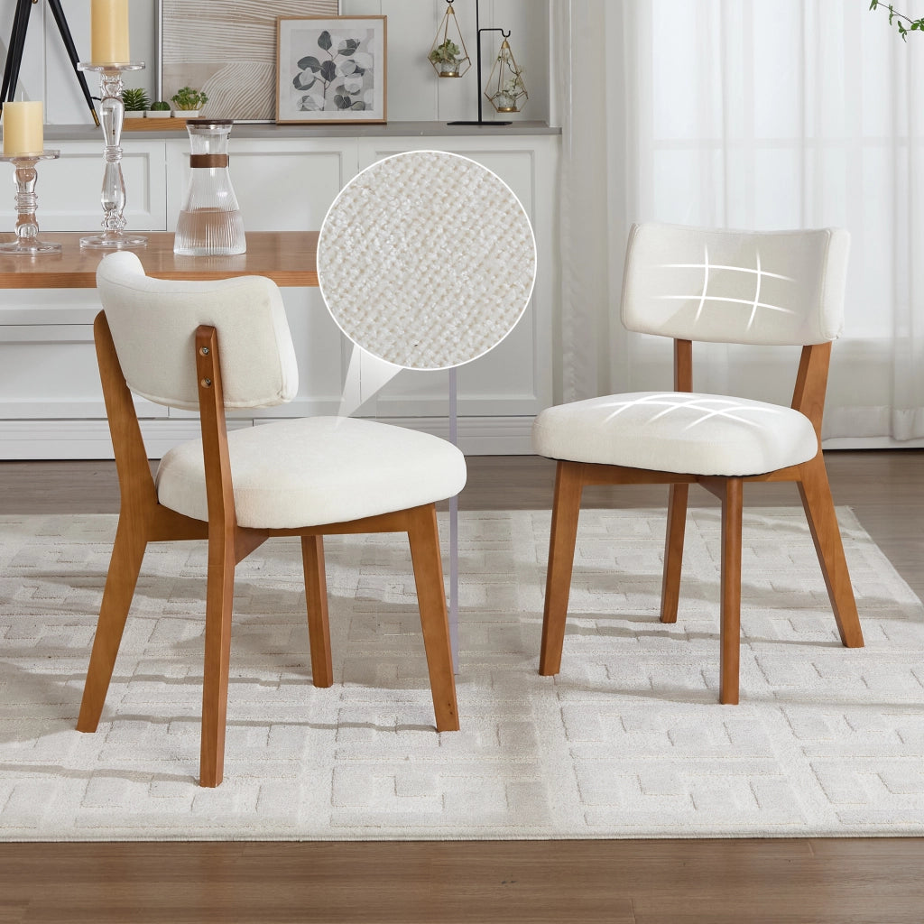 Set di 2 sedie da pranzo - con seduta imbottita e schienale ergonomico - in legno - beige