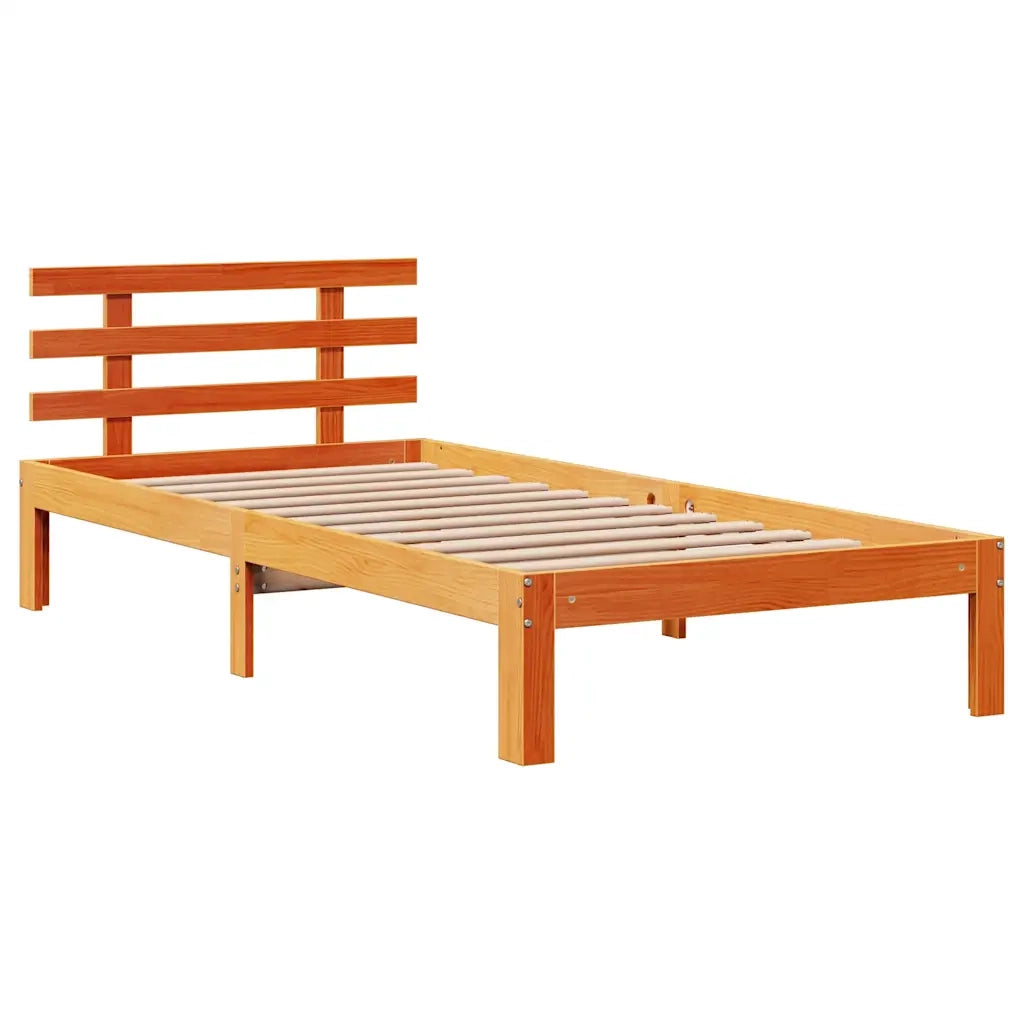 Giroletto con Testiera Marrone Cera 75x190 cm Massello Pino 3306122
