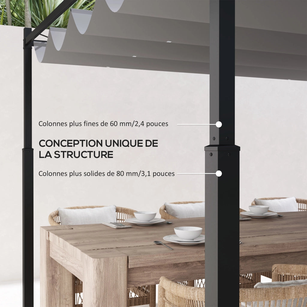 Pergola da giardino ¨C zephmum ¨C grigio, 3x3 m, tetto retrattile, UPF30+