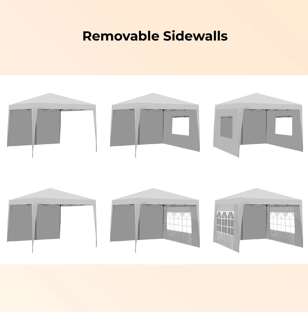 Gazebo pieghevole 3 x 3 m nero con pareti e sacchi di sabbia
