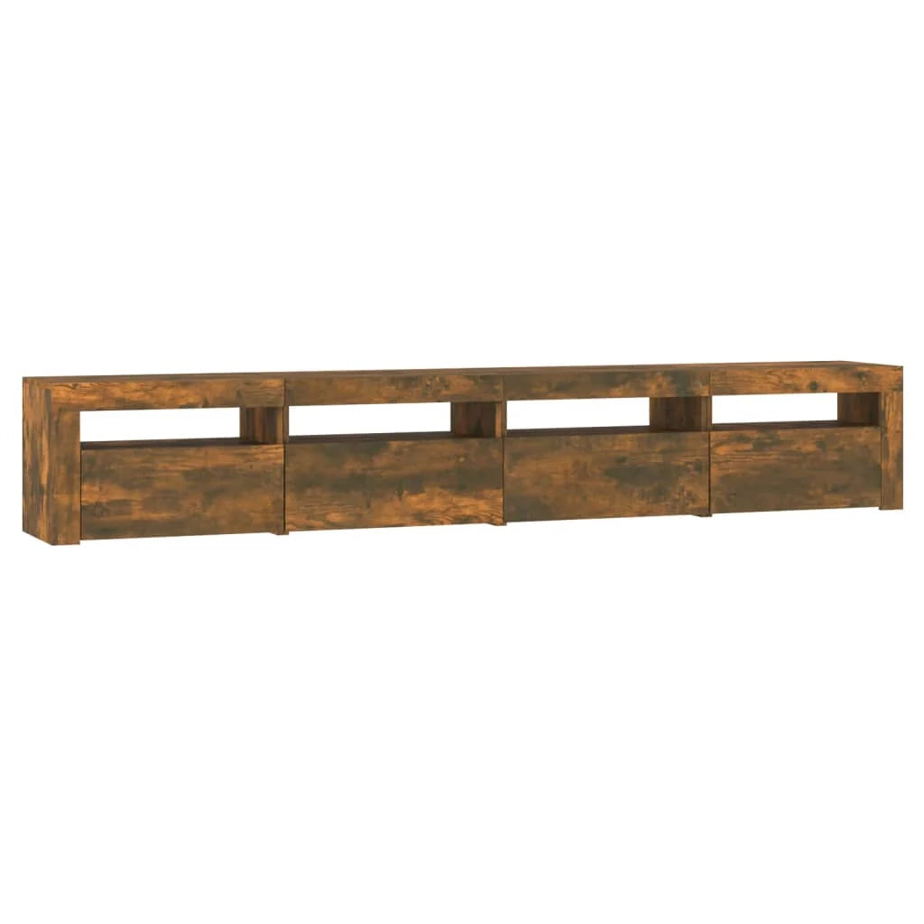 Mobile TV multimediale scaffale TV credenza mobile TV per sala da pranzo soggiorno camera da letto con luci a LED rovere affumicato 240 x 35 x 40 cm marrone 02_0026732