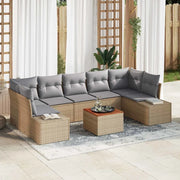 Set Divano da Giardino con cuscino 8 pcs Beige polyrattan