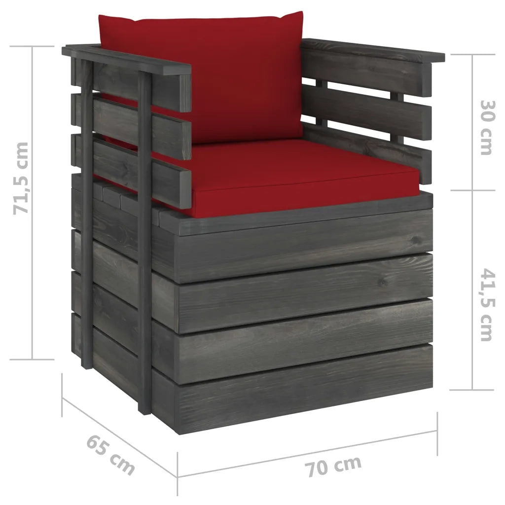 Poltrona da Giardino con Cuscini in Legno di Pino cod mxl 74530