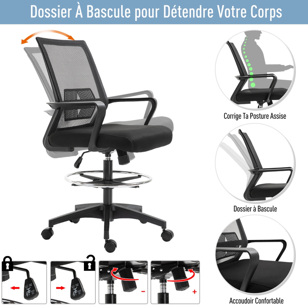 Sedia da ufficio ergonomica ¨C Xylo ¨C Seduta alta regolabile mesh traspirante nero