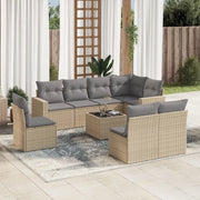 Set Divano da Giardino 9 pz con Cuscini Beige in Polyrattan 3219069