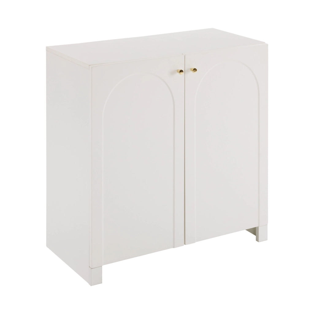 Credenza a 2 ante con motivo ad arco, colore bianco, 80 x 40 x 80 cm