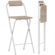 Sgabello da Bar Pieghevole con Schienale ¨C zephmum ¨C Naturale Metallo
