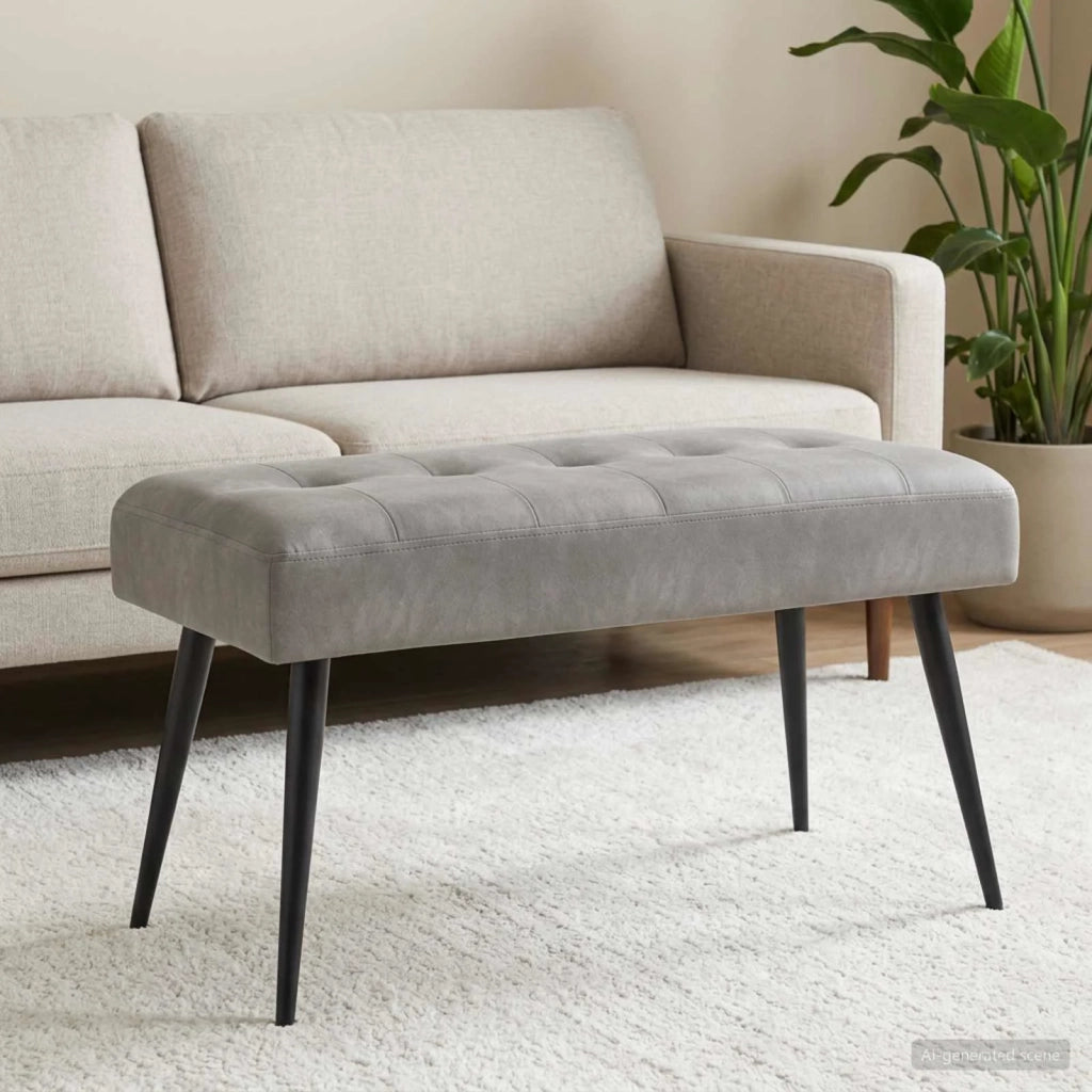 Panchina con bottoni imbottiti Grigio Chiaro 80 x 40 x 46 cm 42038515