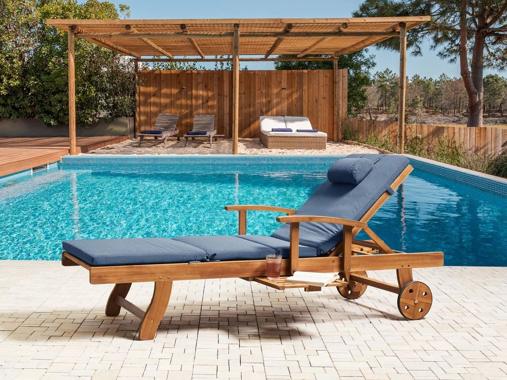 Cuscino per sdraio da giardino in tessuto poliestere blu cuscino per seduta e schienale design moderno cuscino da esterno