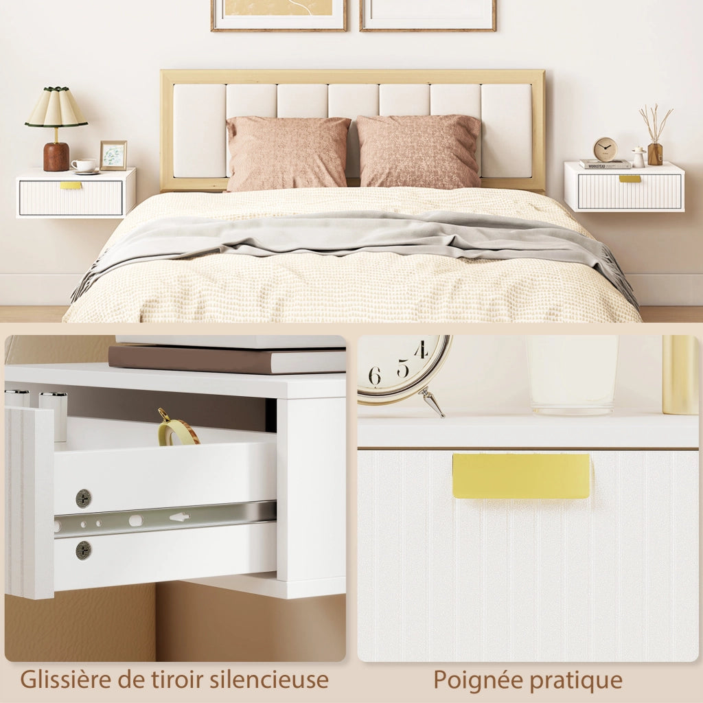 Comodini a muro con cassetto ¨C Zephmum ¨C Bianco 40x30x15 cm