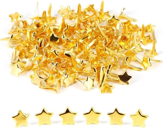 100 pezzi di chiodi a stella miniatura a doppia testa in metallo con clip per tessuto e clip di fissaggio metallica per lavori di cucito e di ricamo da 14 mm.