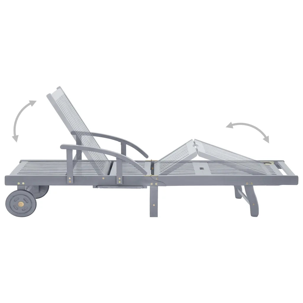 Lettino Prendisole da Giardino con Cuscino Massello di Acacia cod mxl 75697