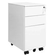 Cassettiera per ufficio su ruote con 3 cassetti e schedario sospeso 30 x 45 x 60 cm armadio per ufficio con serratura per archivi e documenti corpo dell'armadio preassemblato bianco 12_0004807
