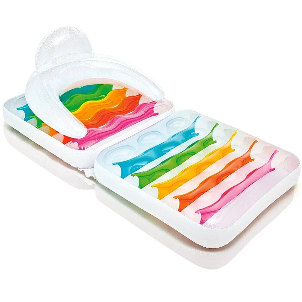 Trade Shop - Materassino Poltrona Gonfiabile 2 In 1 Pieghevole Con Schienale Piscina 198x94cm -