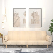 Divano Letto a 2 Posti con 2 Cuscini Crema in Tessuto 375872
