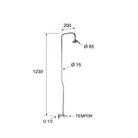 Rubinetto frontale temporizzato, colonna doccia e soffione - serie tempor