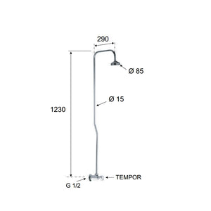 Rubinetto frontale temporizzato, colonna doccia e soffione - serie tempor