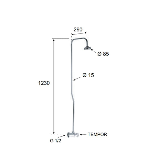 Rubinetto frontale temporizzato, colonna doccia e soffione - serie tempor