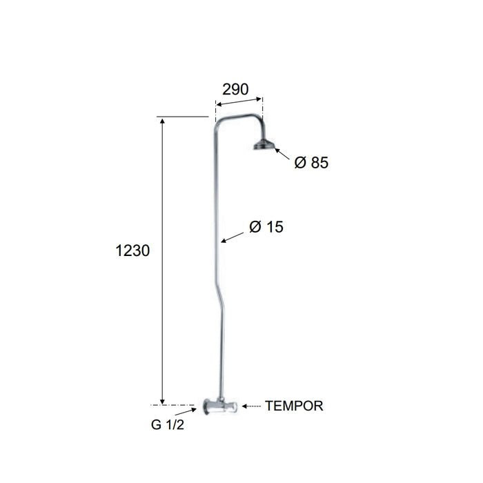 Rubinetto frontale temporizzato, colonna doccia e soffione - serie tempor
