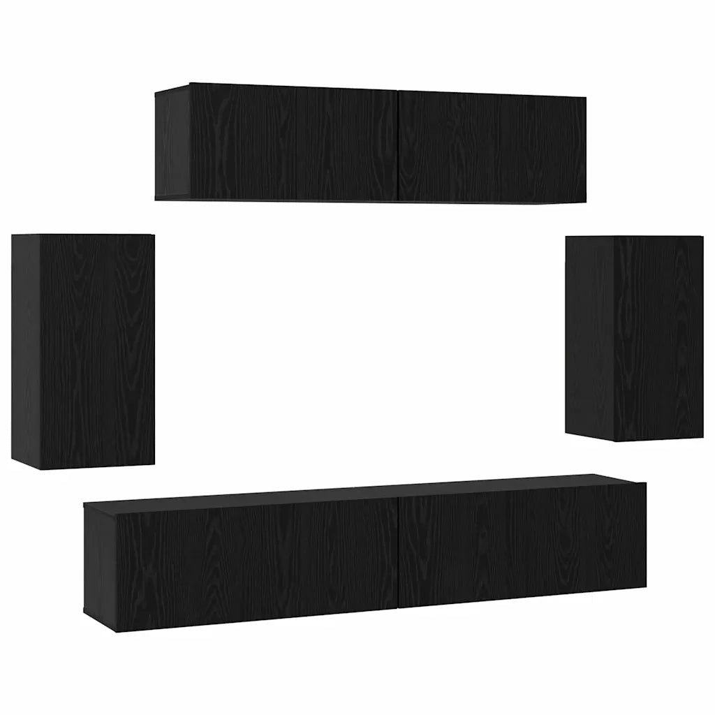 vidaXL Set mobile TV 6 pcs Rovere nero 80 x 30 x 30 cm