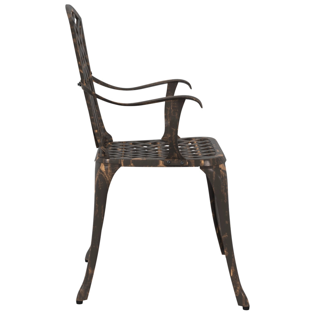 Set di 2 Sedie da Giardino in Alluminio Fuso Bronzo