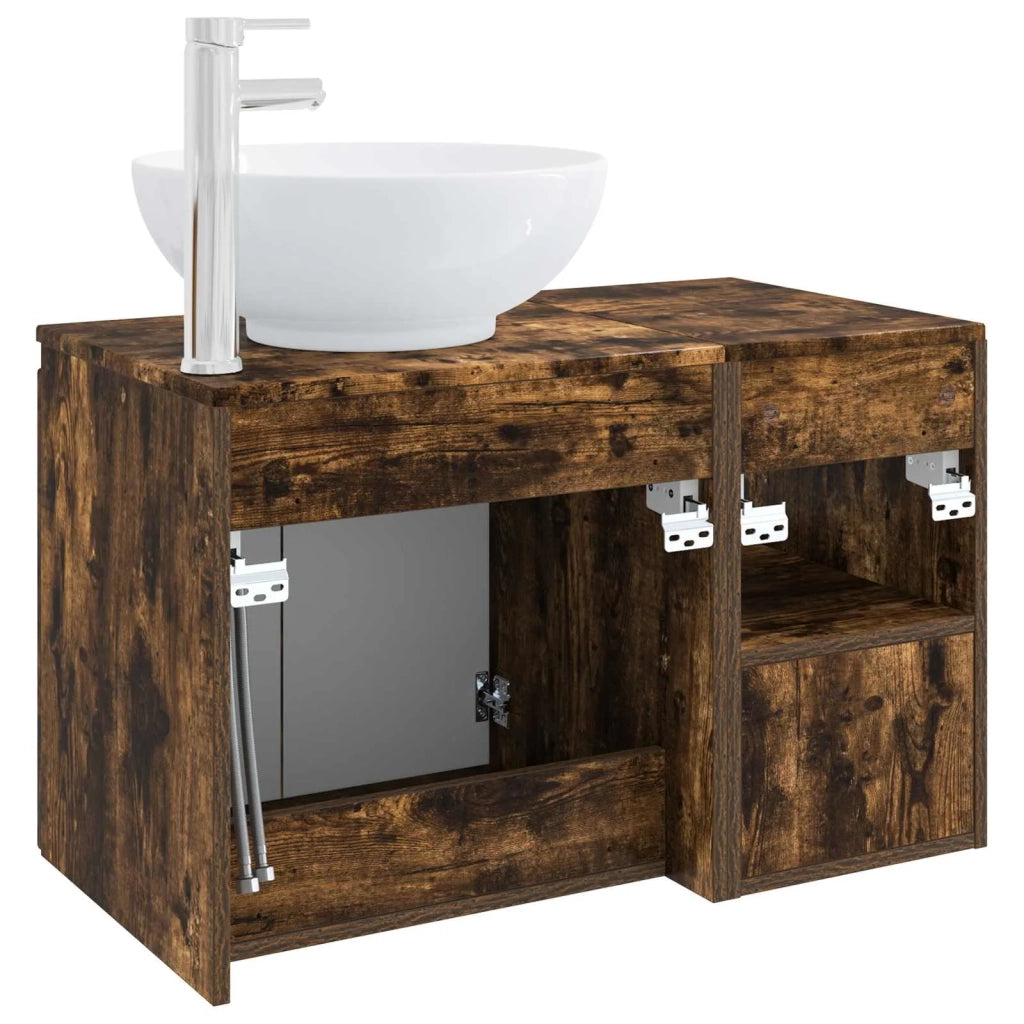 Set di mobili per il bagno 2 pz Rovere Fumo 3404089